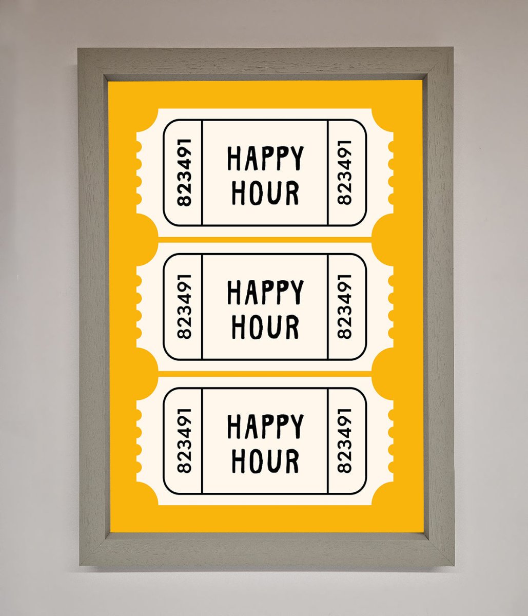 Happy Hour Mustard Framed Wall Art-3