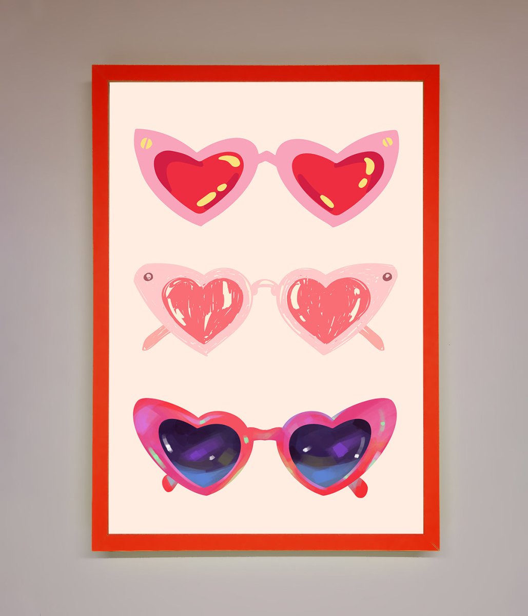 Heart Sunglasses Framed Poster-7