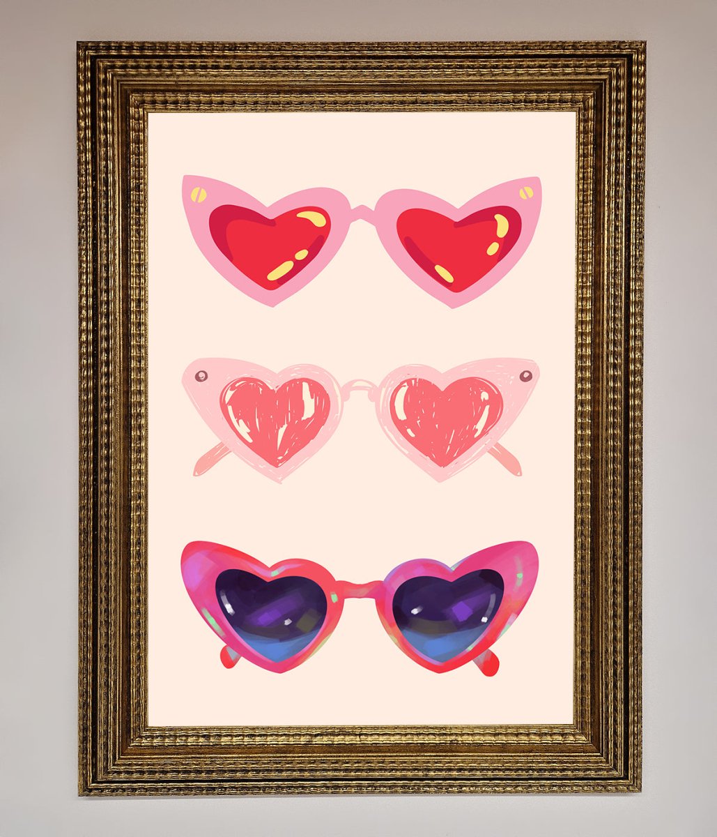Heart Sunglasses Framed Poster-10