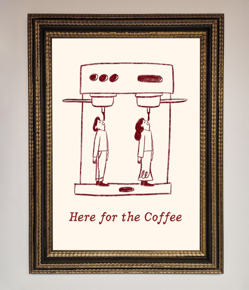 Here For The Coffee Framed Print-18
