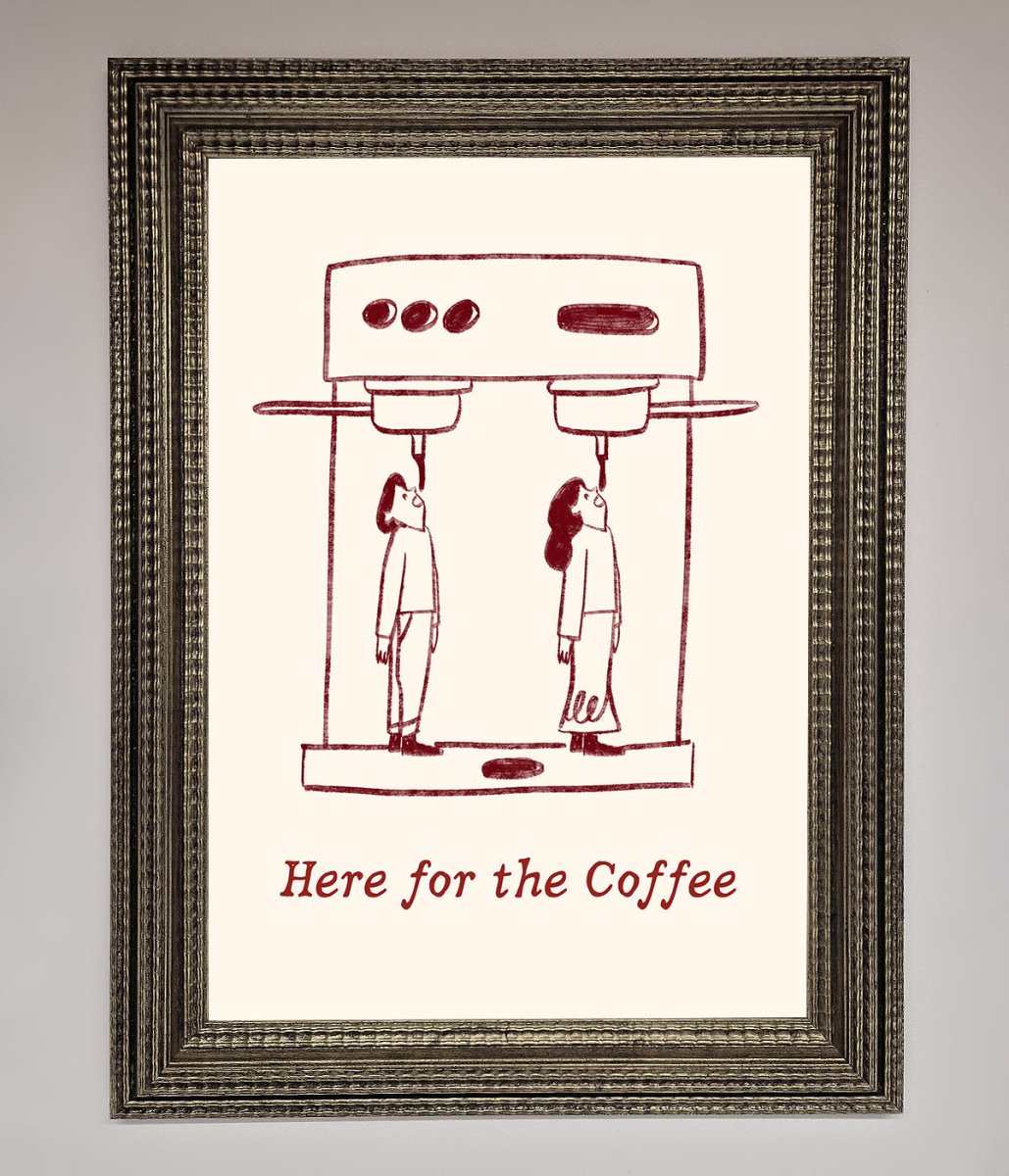 Here For The Coffee Framed Print-16