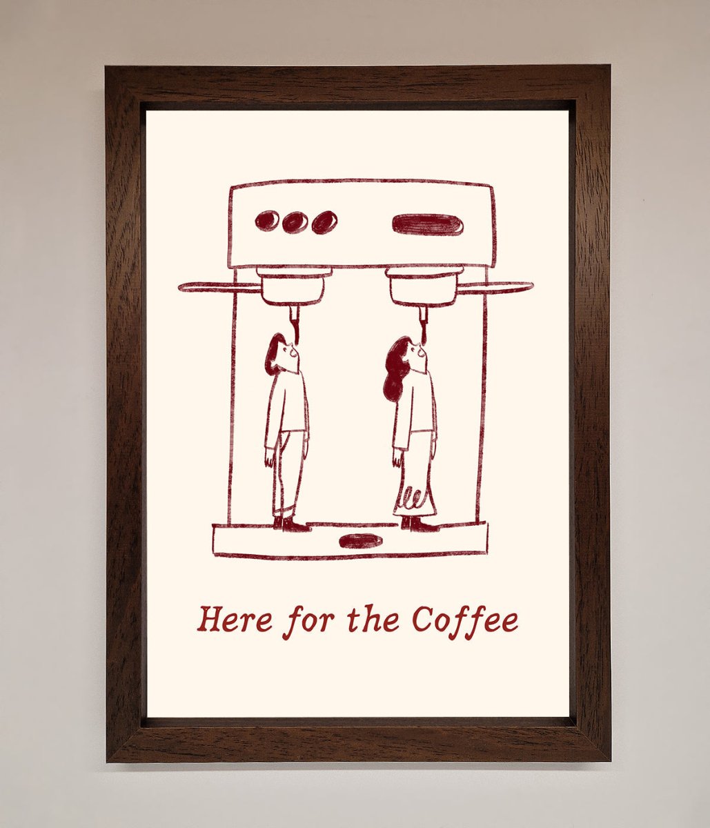 Here For The Coffee Framed Print-0