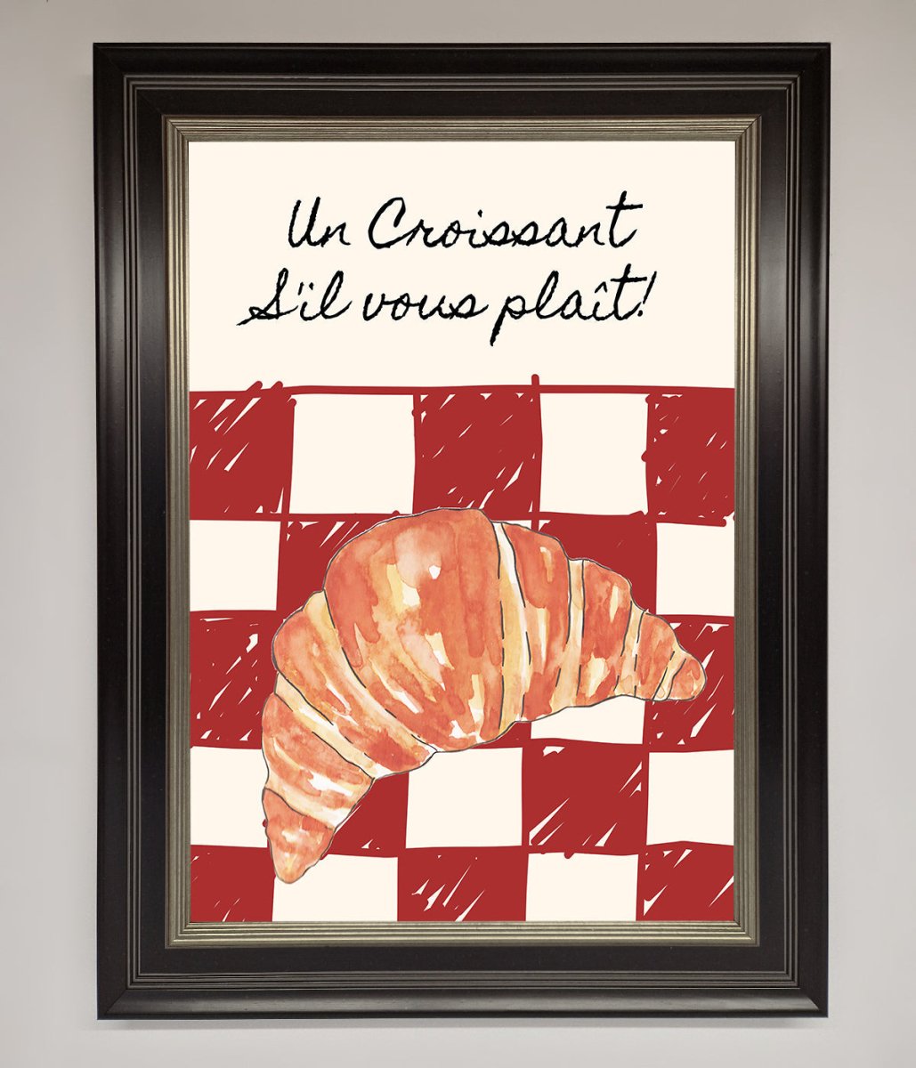 Kitchen Croissant Red Check Framed Print-8