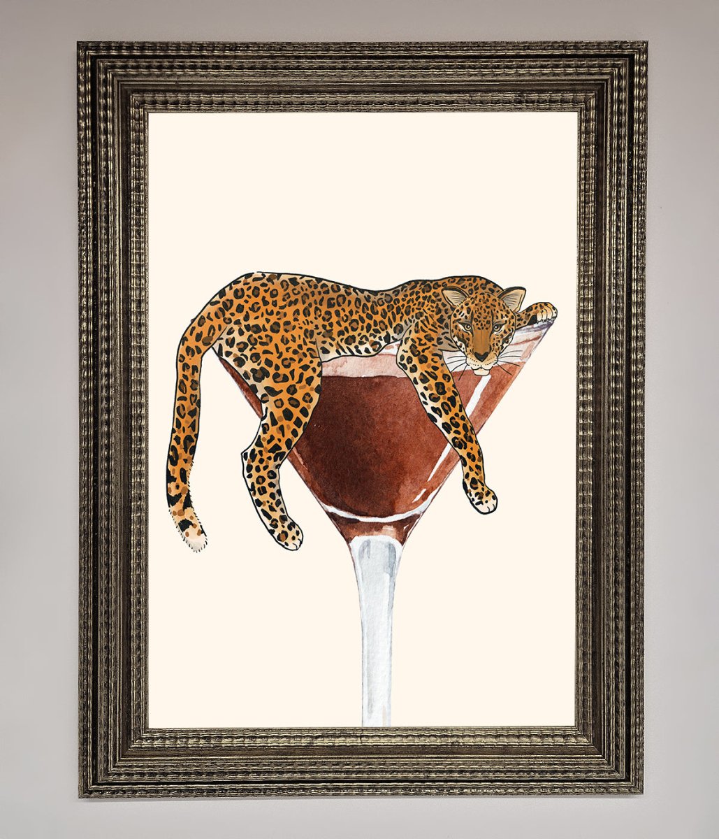 Lazy Leopard Martini Framed Poster-16