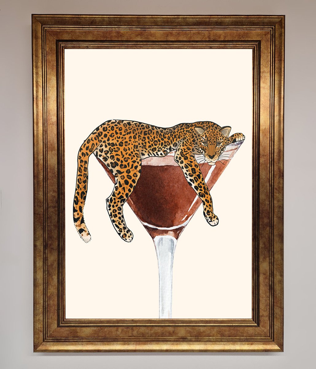Lazy Leopard Martini Framed Poster-7