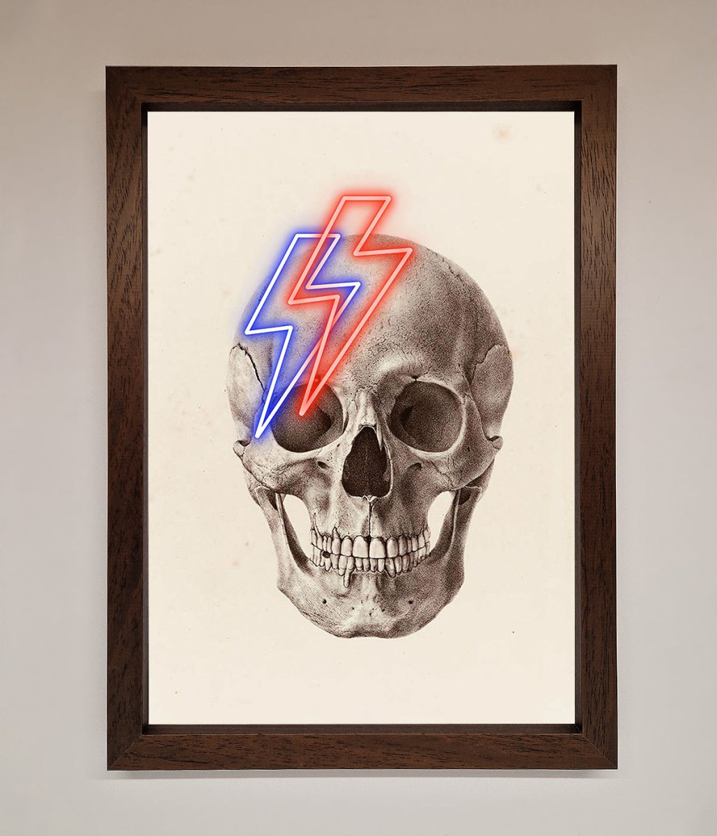 Lightning Skull Framed Print-10