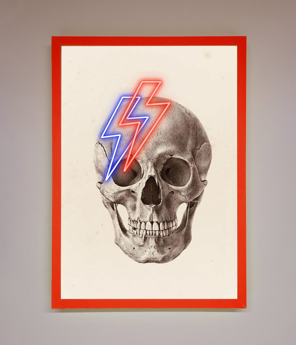 Lightning Skull Framed Print-14