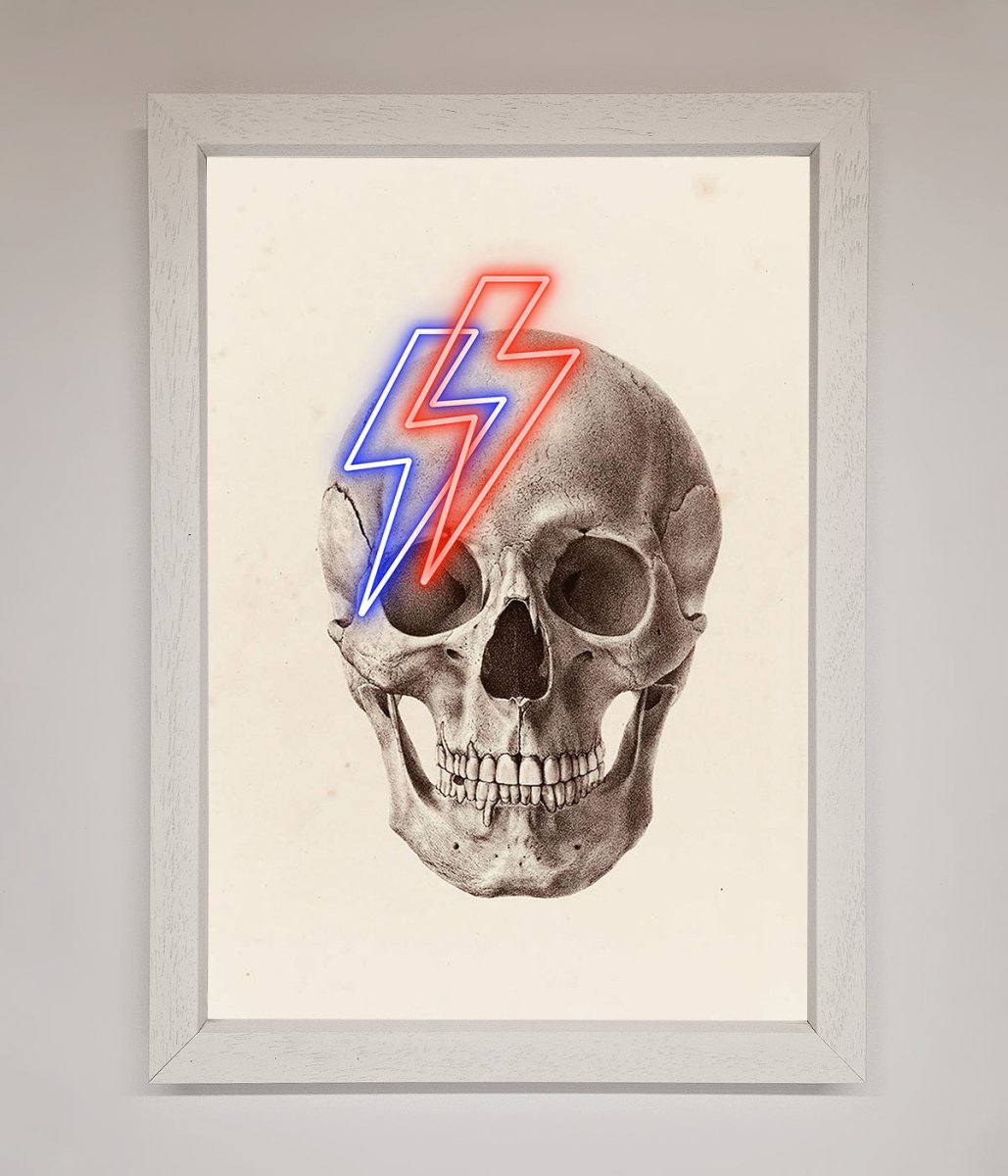 Lightning Skull Framed Print-2