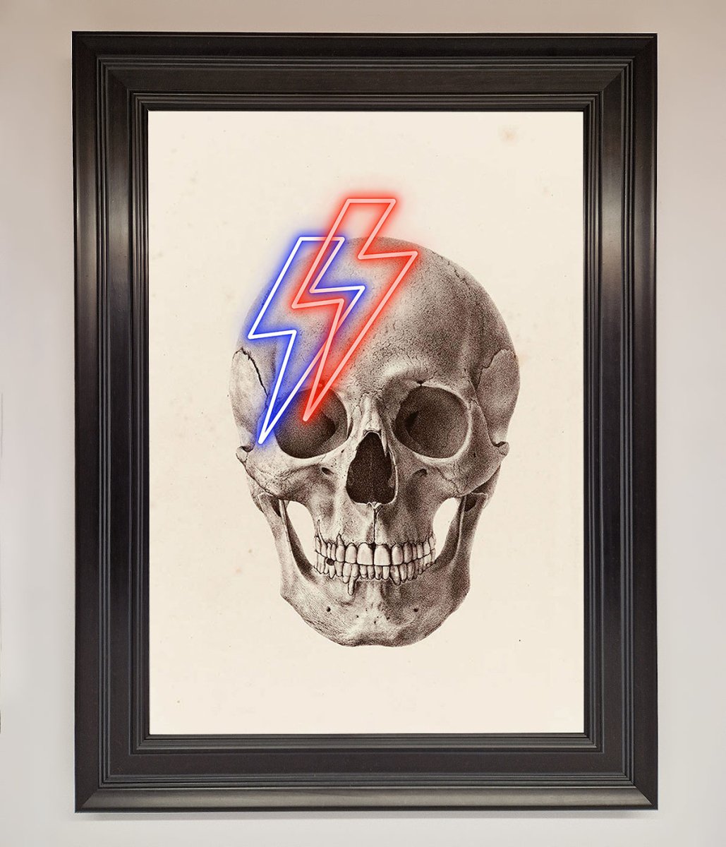 Lightning Skull Framed Print-6