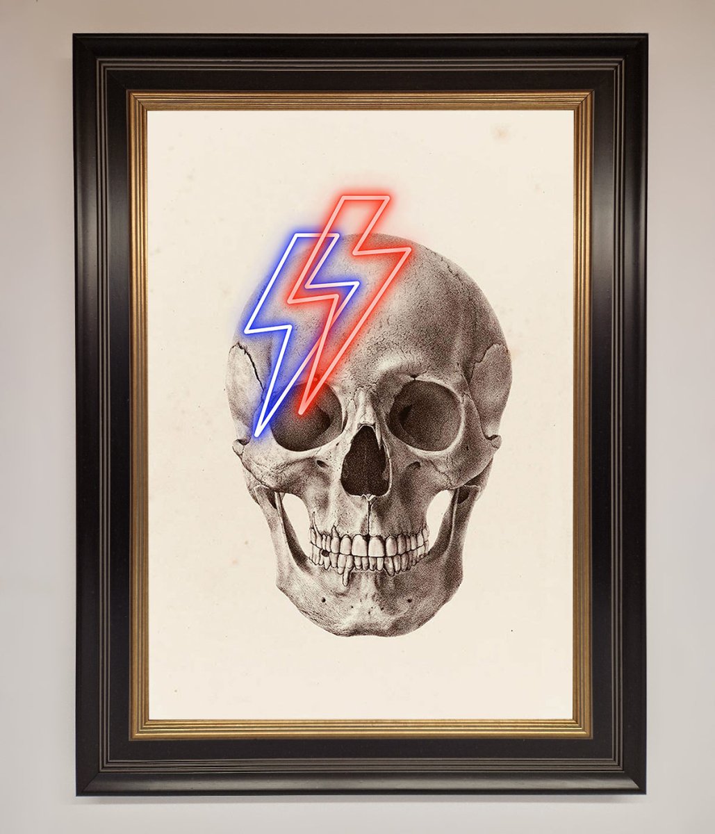 Lightning Skull Framed Print-9