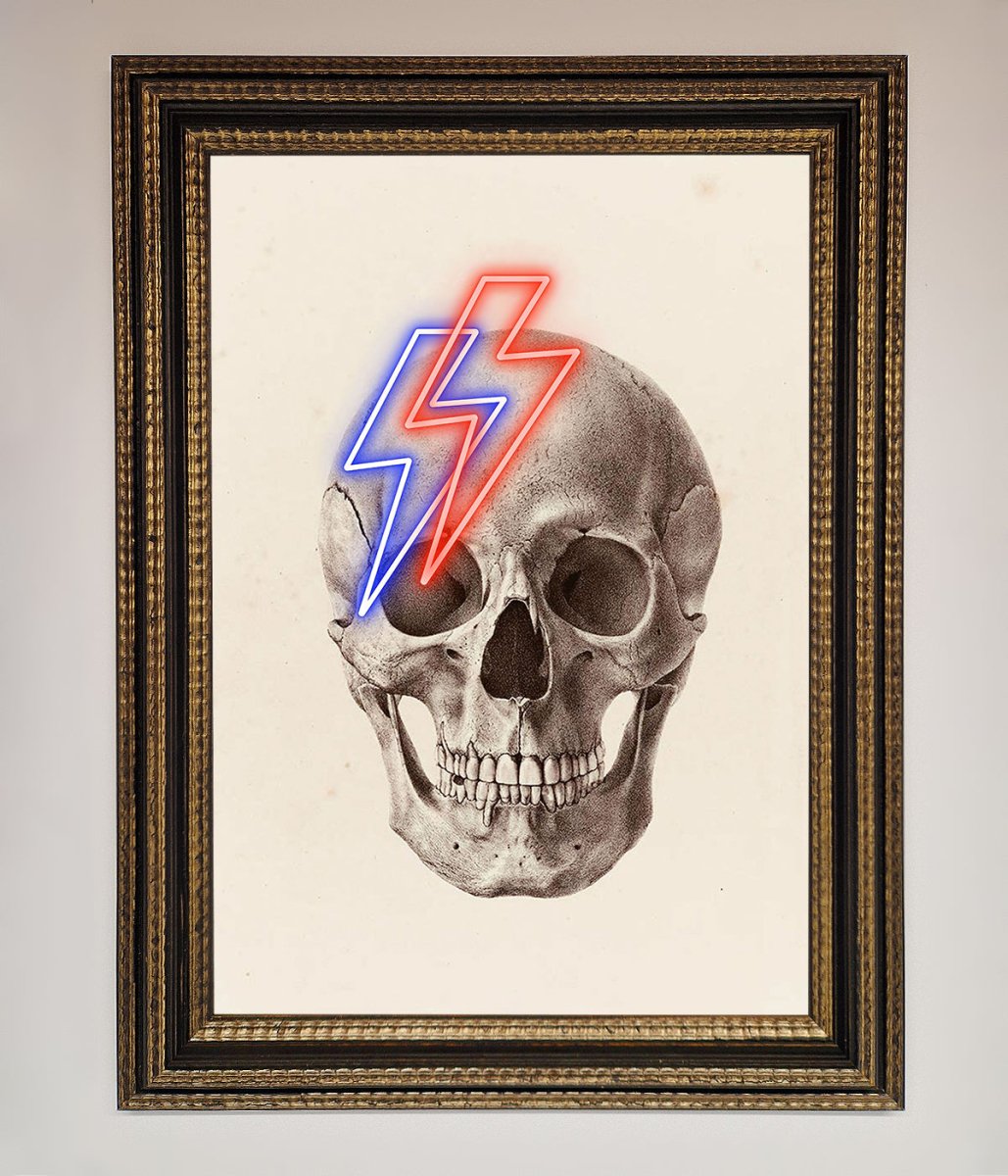 Lightning Skull Framed Print-18