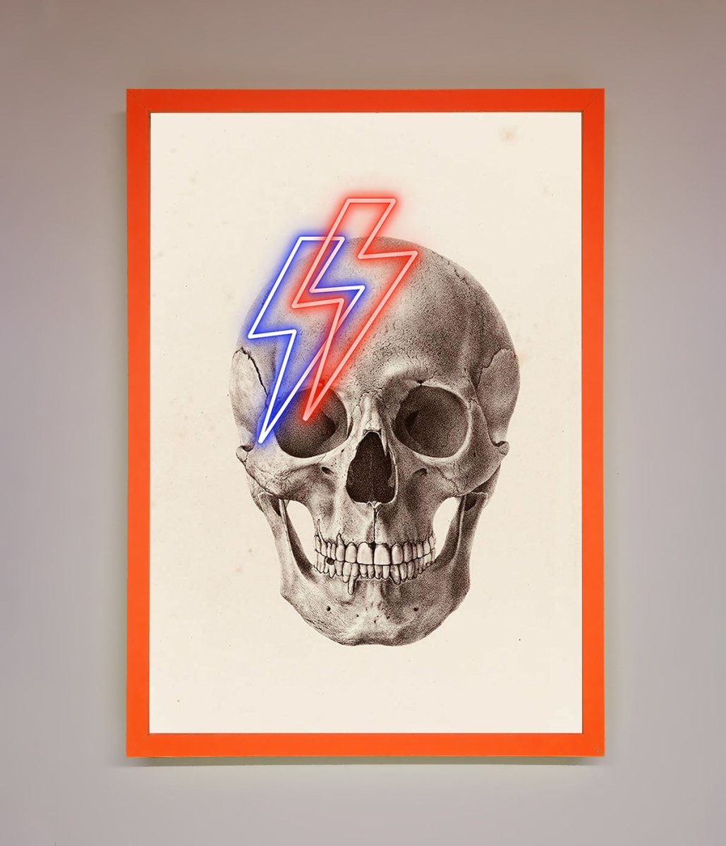 Lightning Skull Framed Print-0