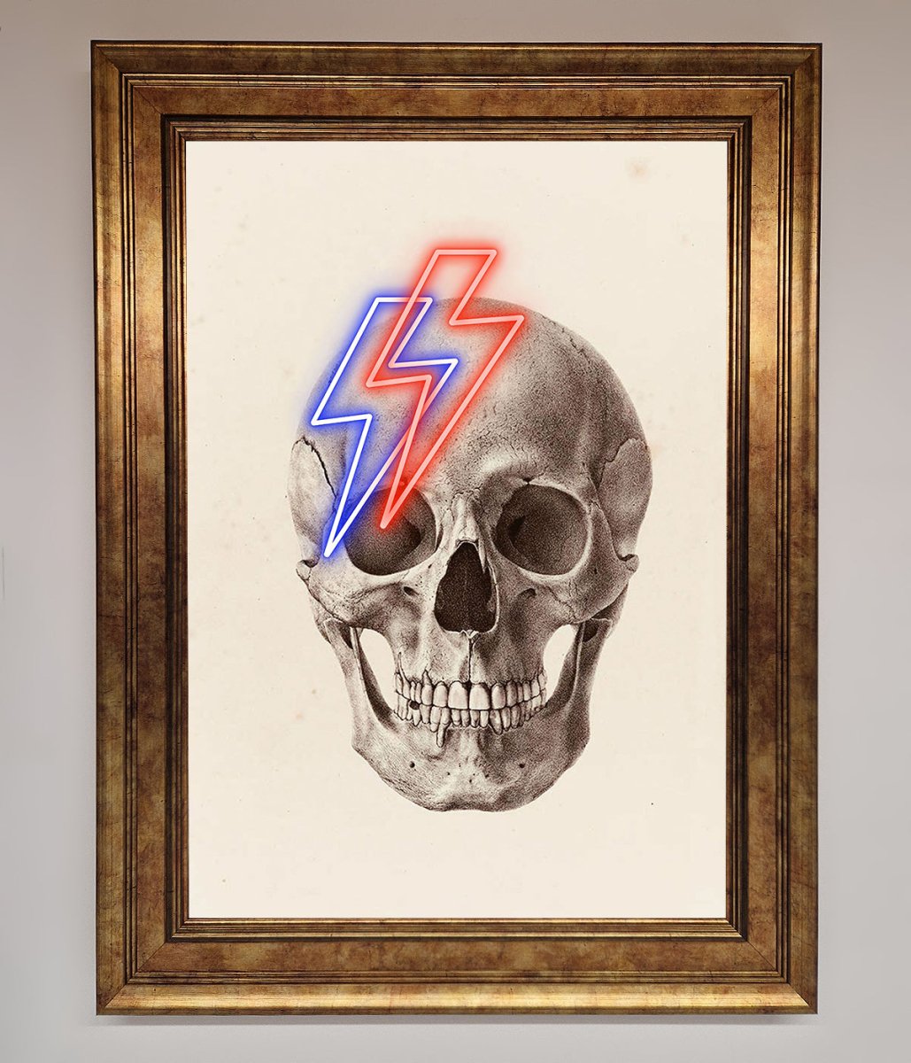 Lightning Skull Framed Print-7