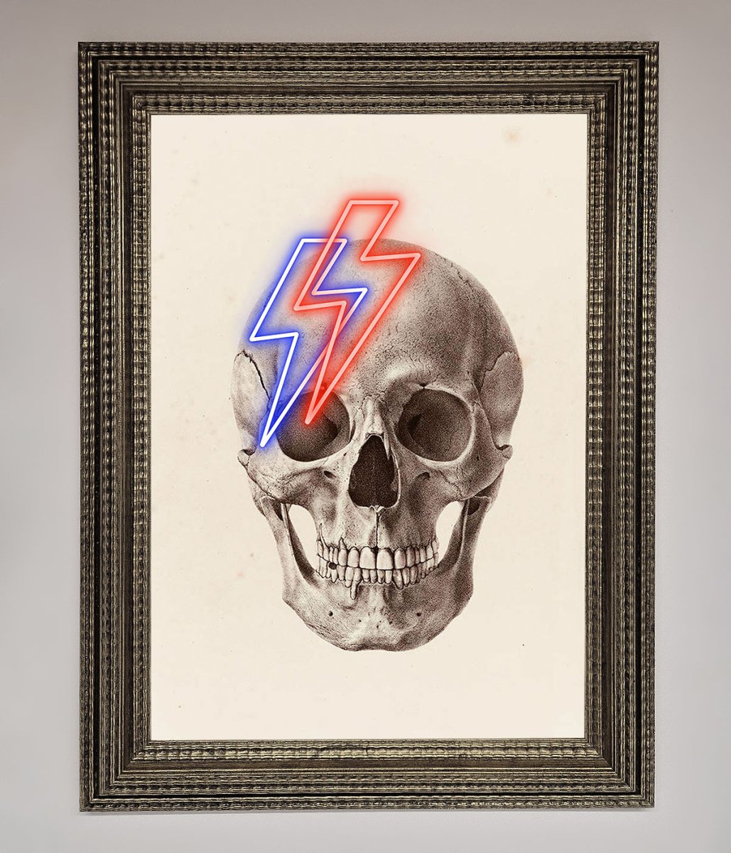Lightning Skull Framed Print-16