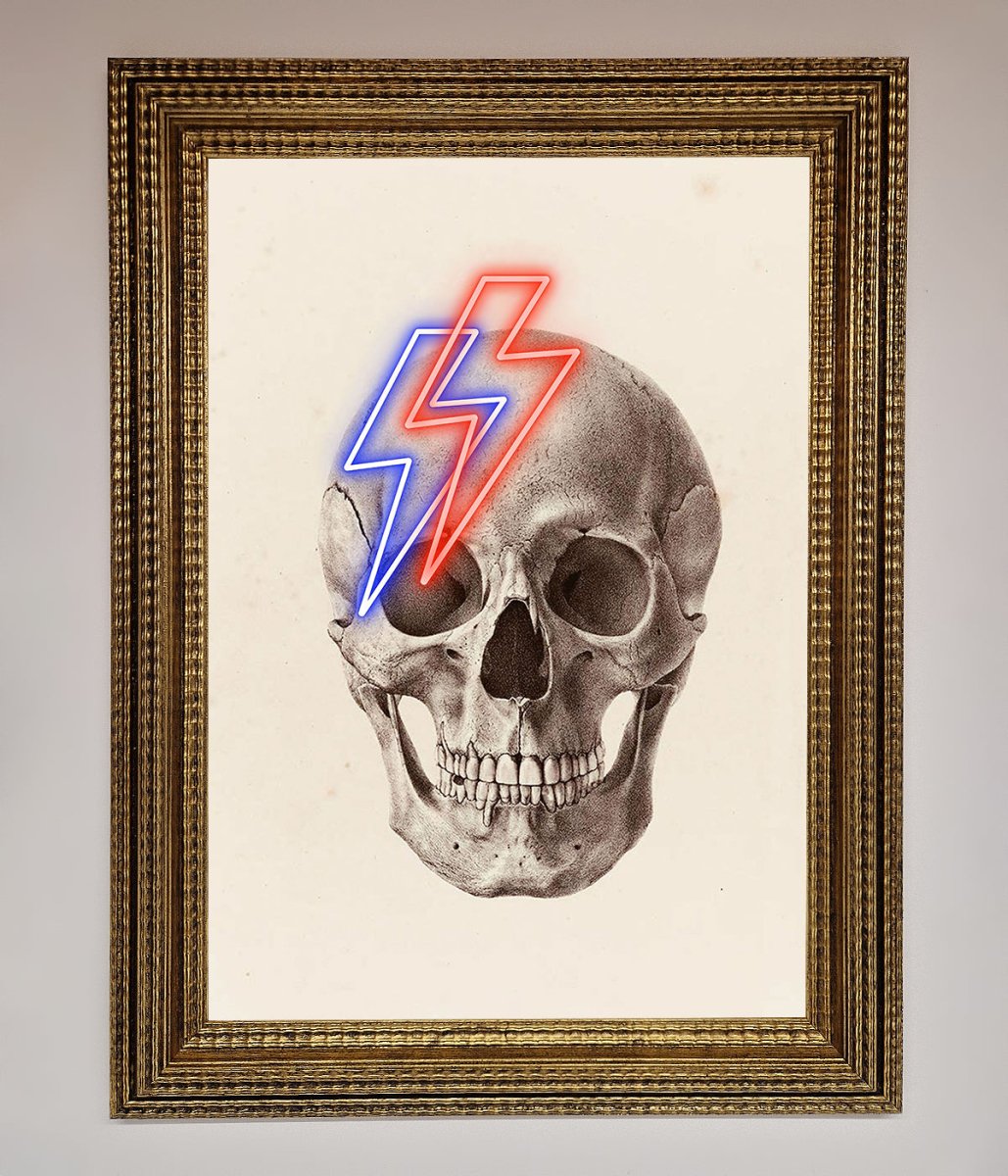 Lightning Skull Framed Print-15