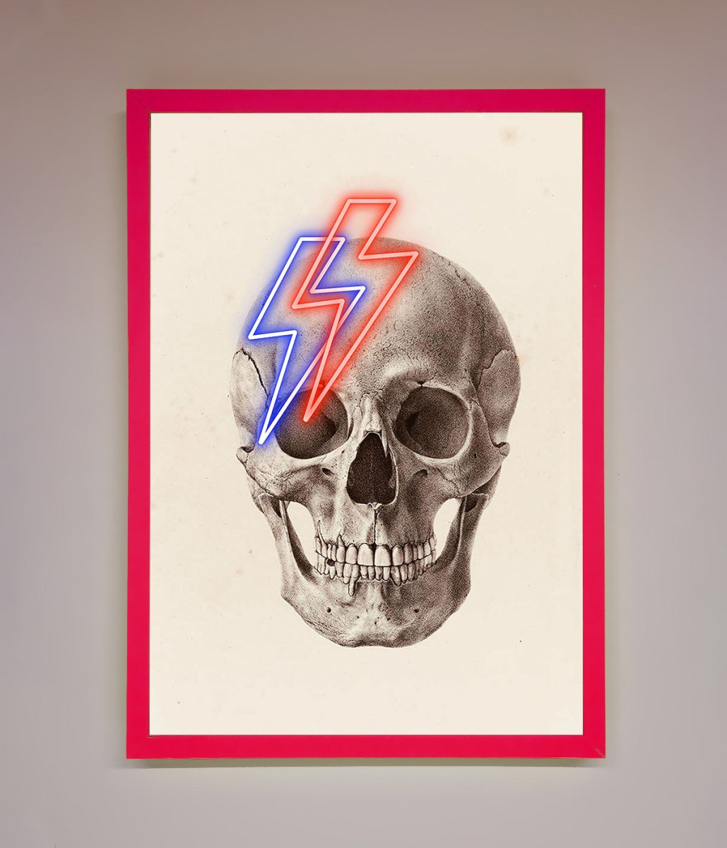 Lightning Skull Framed Print-13