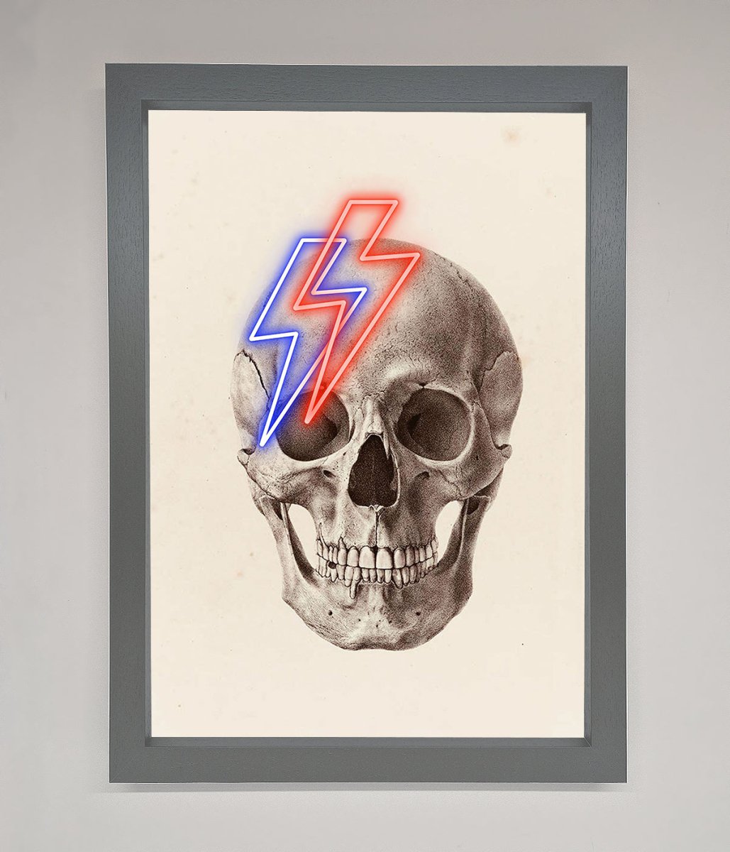 Lightning Skull Framed Print-4