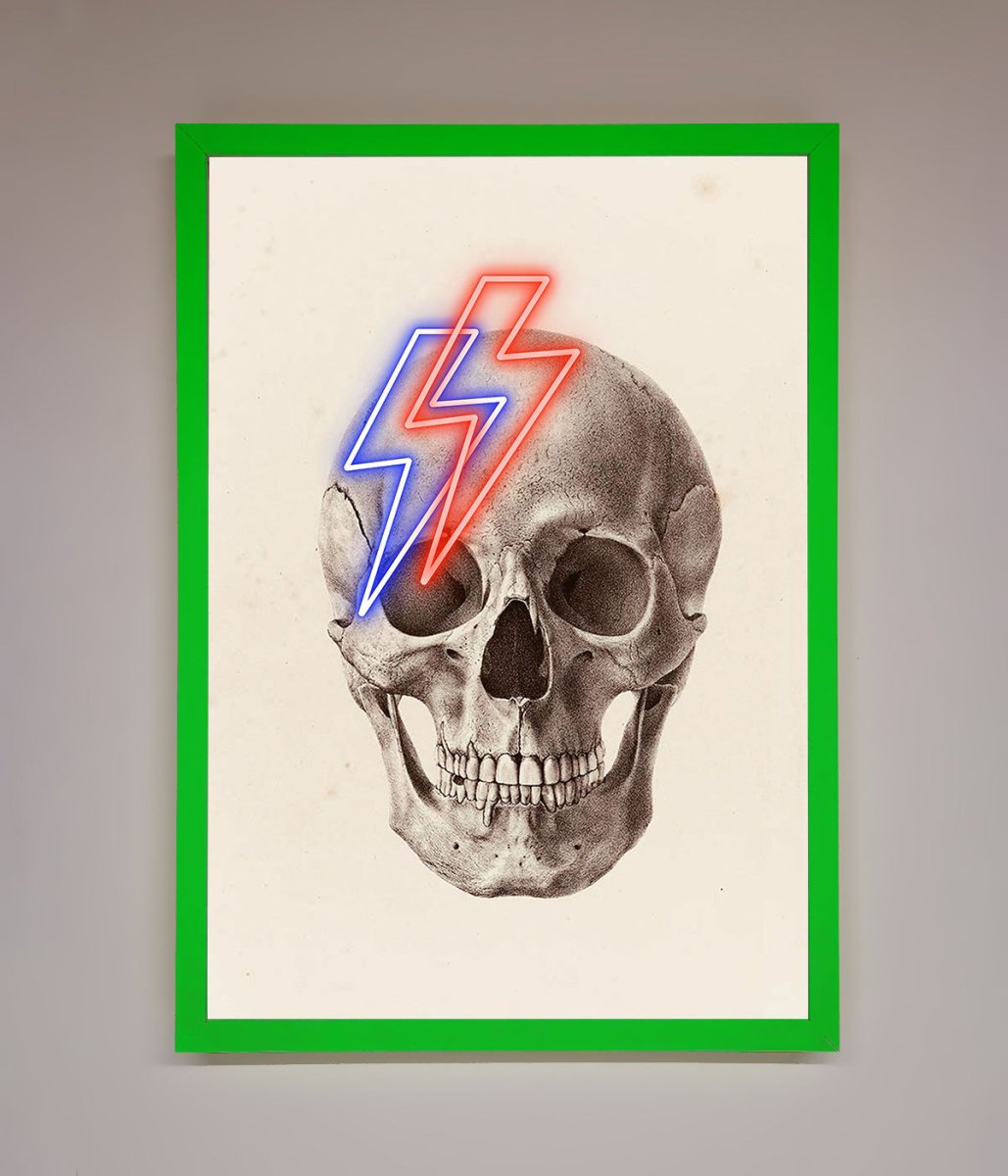 Lightning Skull Framed Print-11
