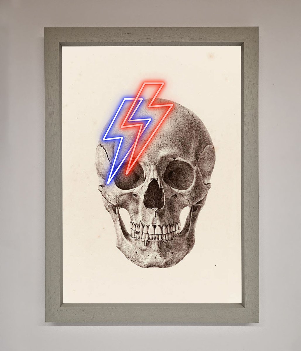 Lightning Skull Framed Print-3