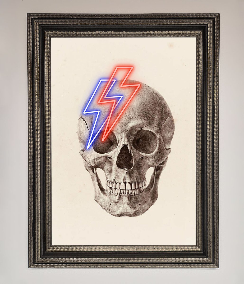Lightning Skull Framed Print-17