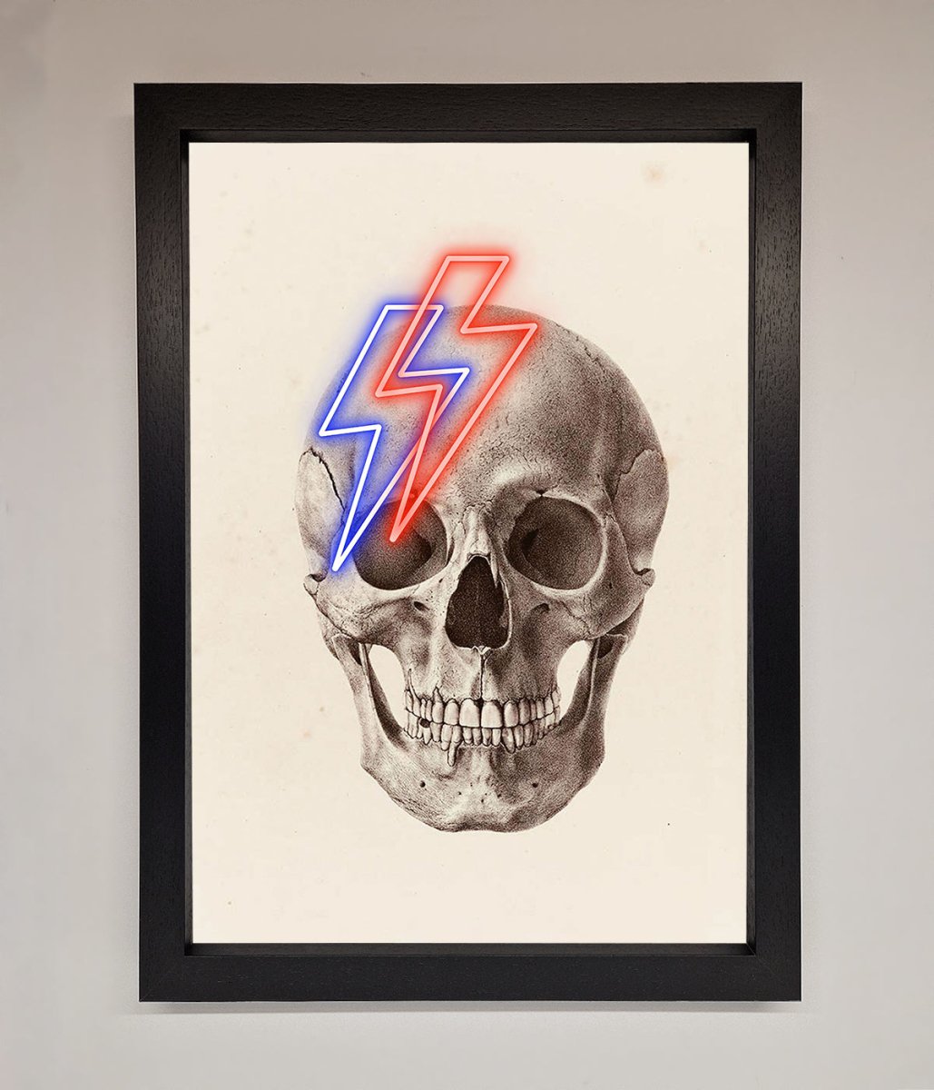 Lightning Skull Framed Print-1