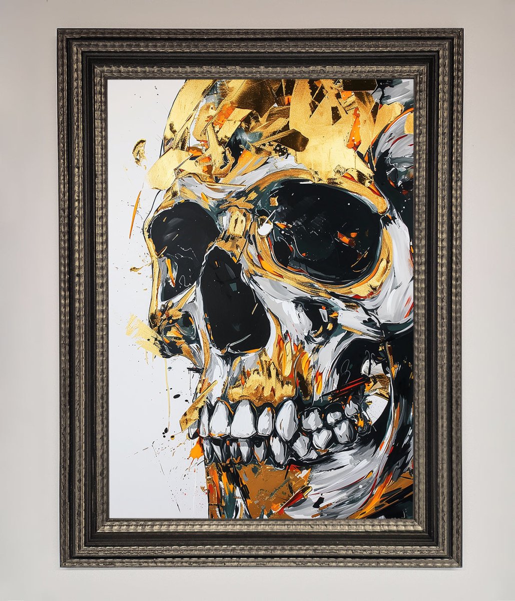 Liquid Gold Skull Framed Print-17