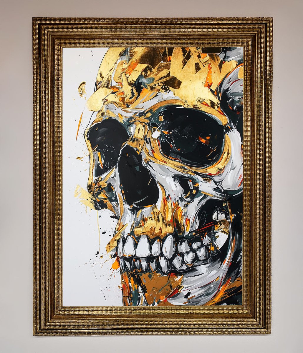 Liquid Gold Skull Framed Print-15