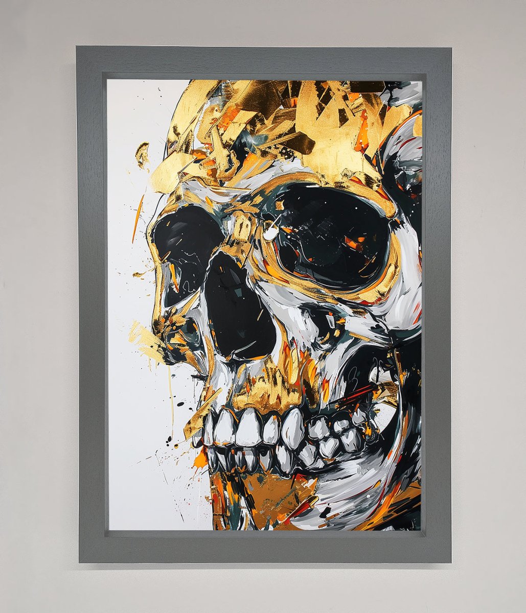 Liquid Gold Skull Framed Print-4