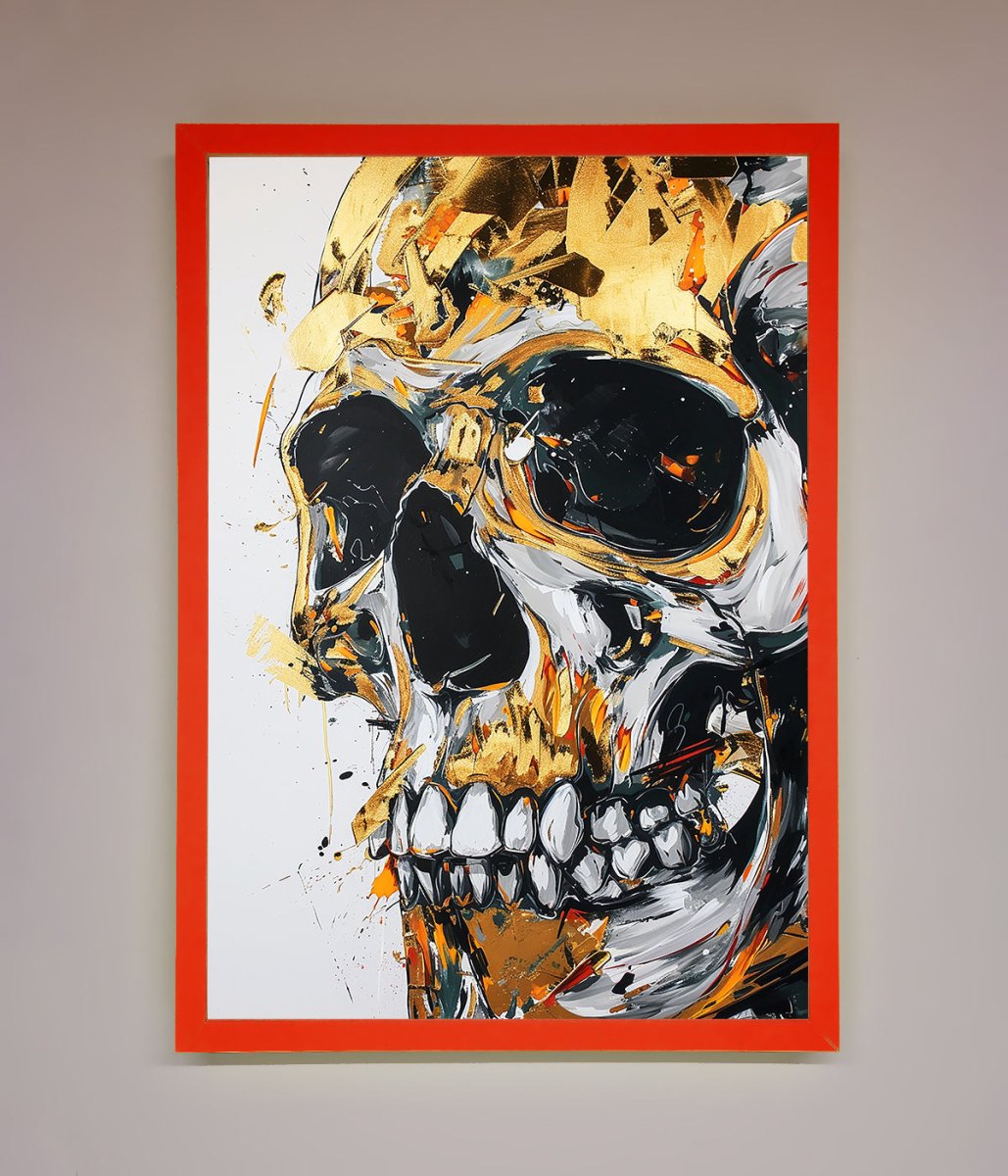 Liquid Gold Skull Framed Print-14
