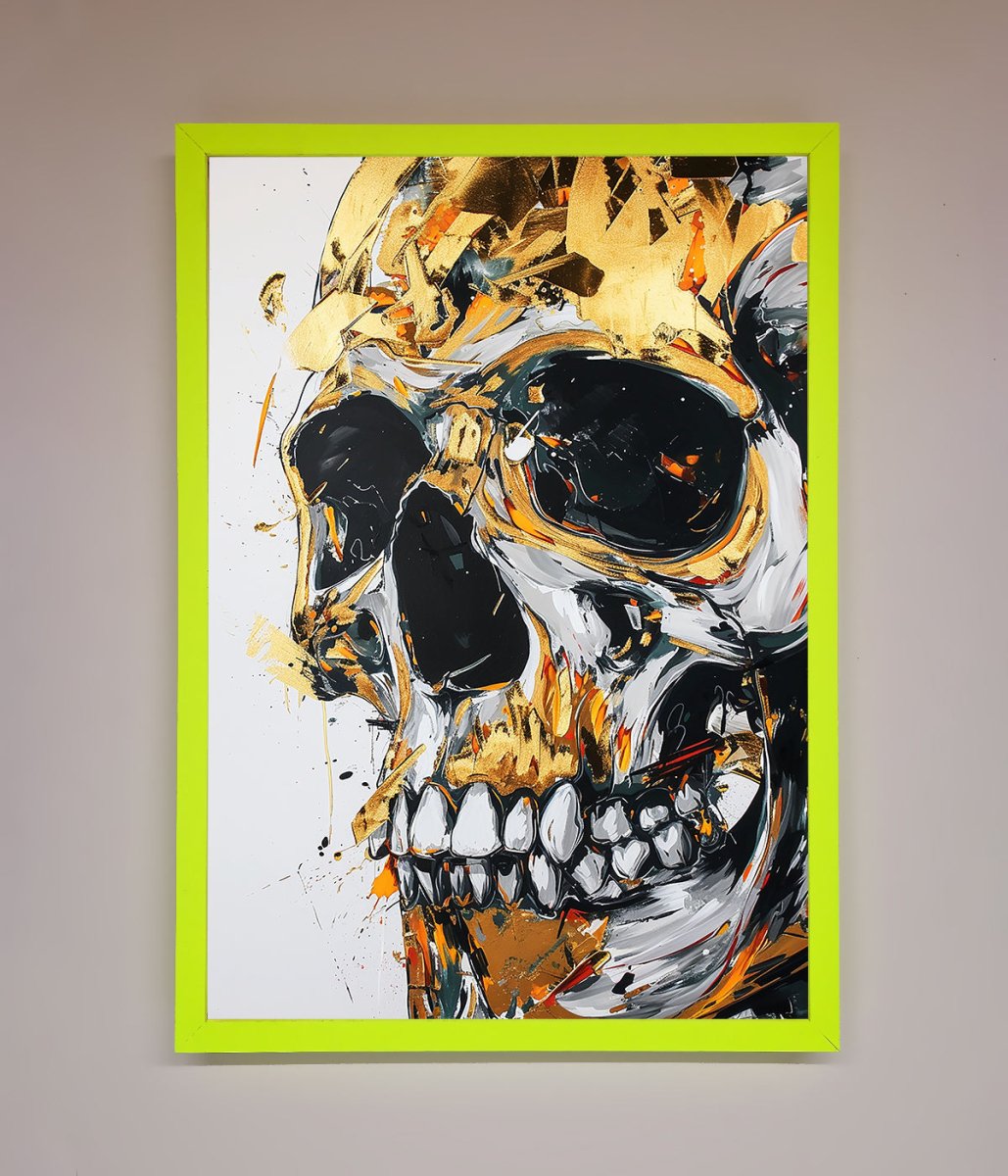 Liquid Gold Skull Framed Print-12