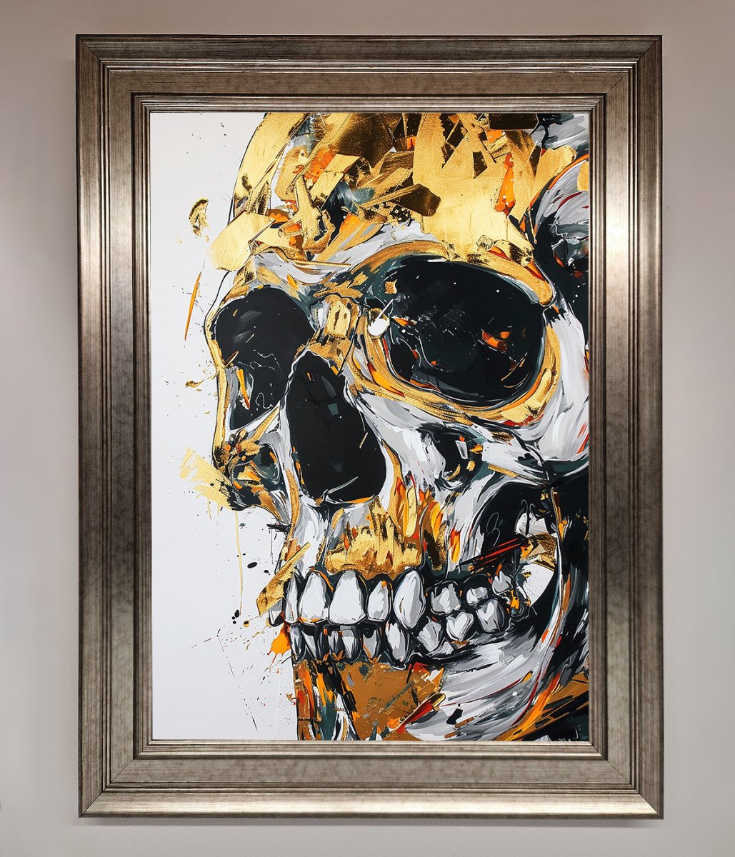 Liquid Gold Skull Framed Print-5