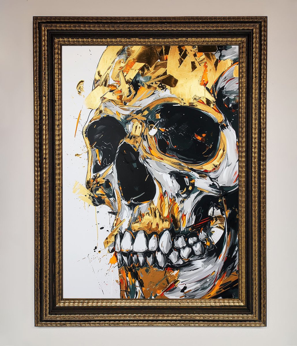 Liquid Gold Skull Framed Print-18