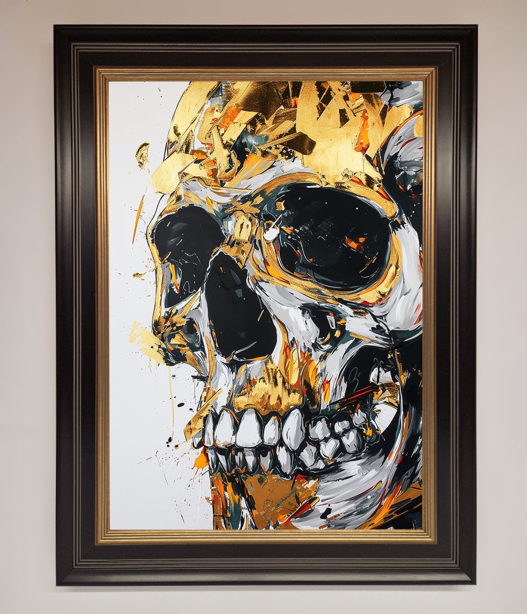 Liquid Gold Skull Framed Print-0