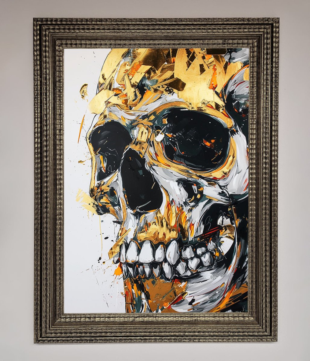 Liquid Gold Skull Framed Print-16