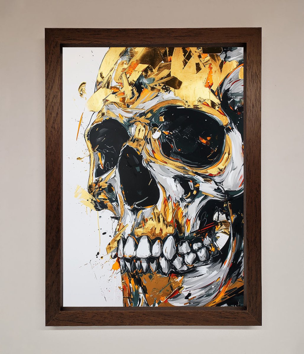 Liquid Gold Skull Framed Print-9
