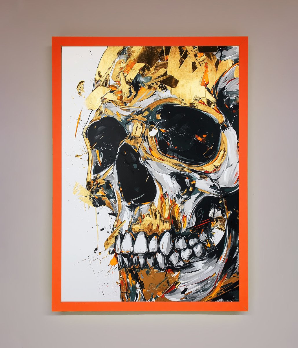 Liquid Gold Skull Framed Print-10