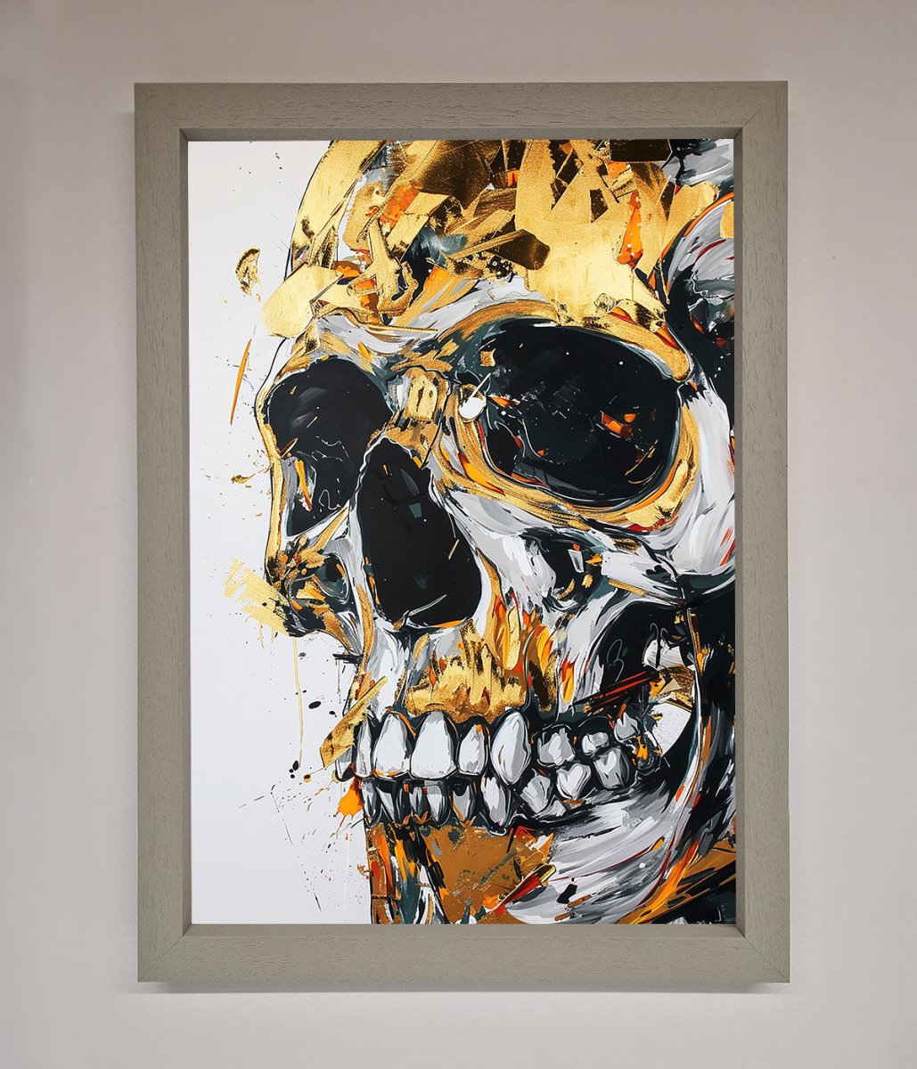 Liquid Gold Skull Framed Print-3