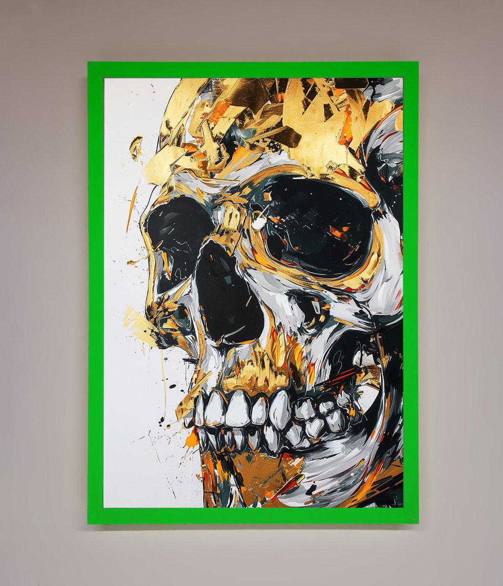 Liquid Gold Skull Framed Print-11