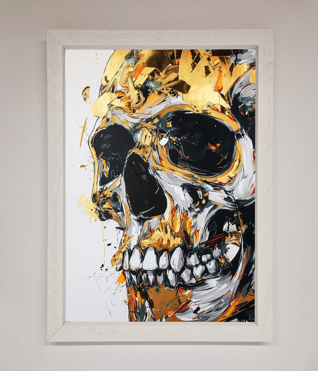 Liquid Gold Skull Framed Print-2