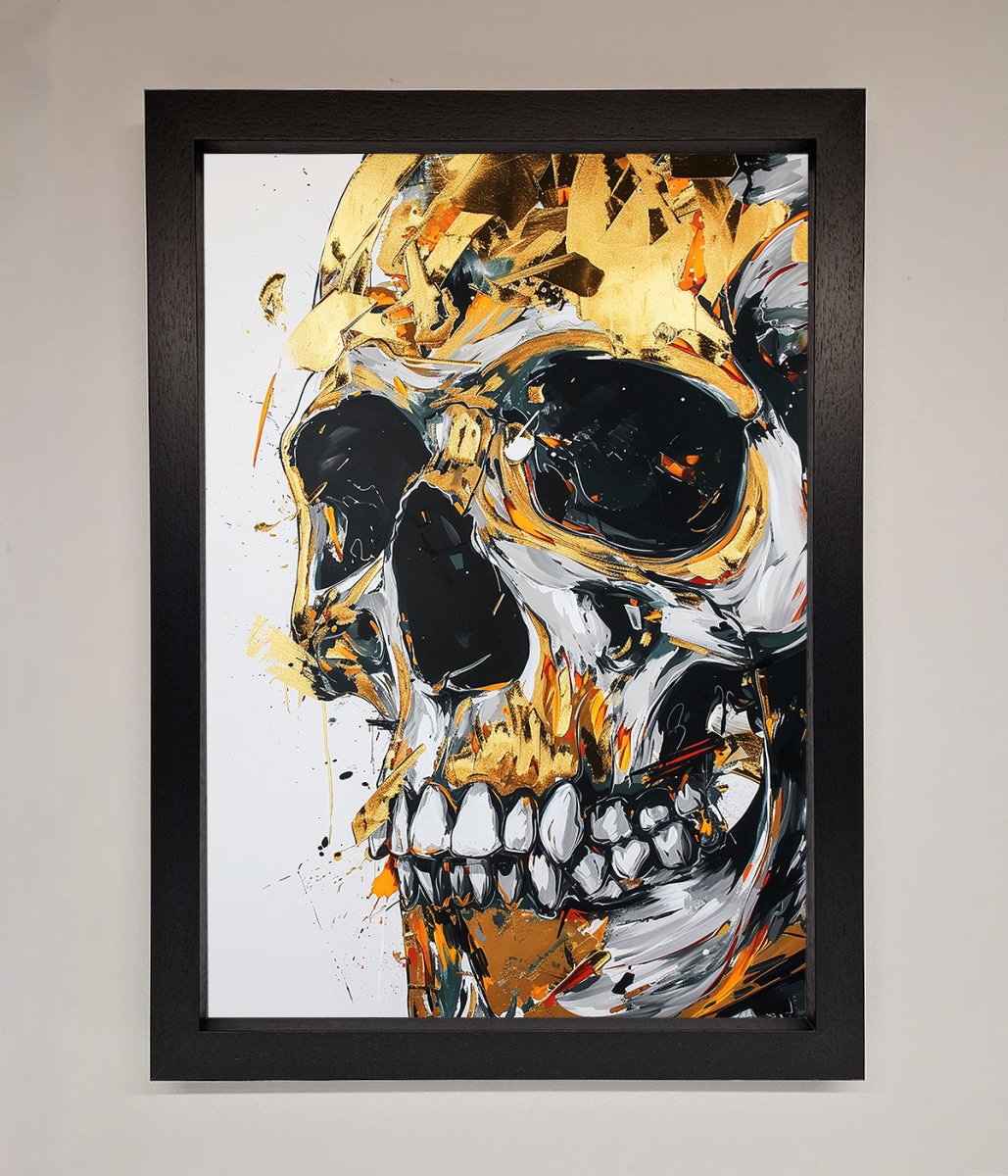 Liquid Gold Skull Framed Print-1