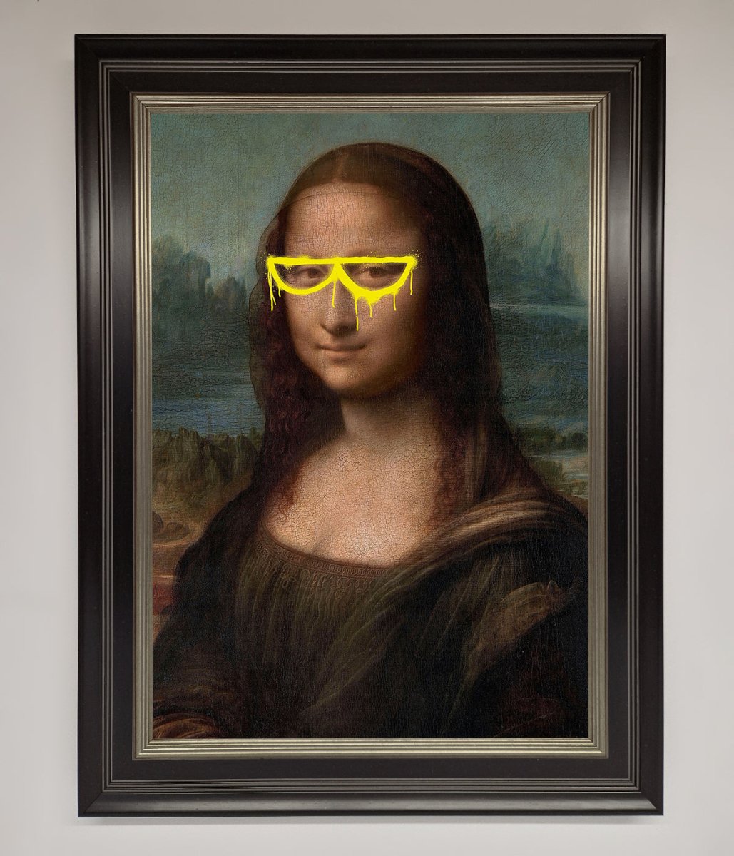 Mona Lisa Glasses Framed Print-8
