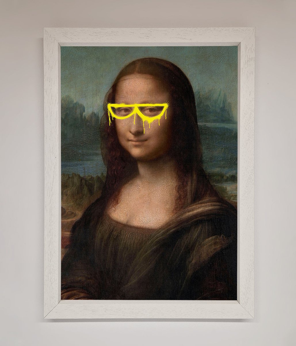 Mona Lisa Glasses Framed Print-2