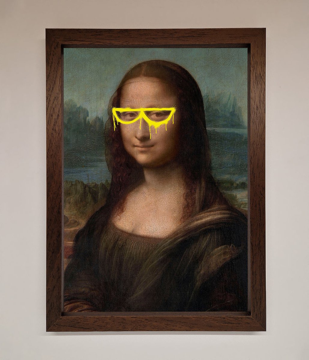 Mona Lisa Glasses Framed Print-10