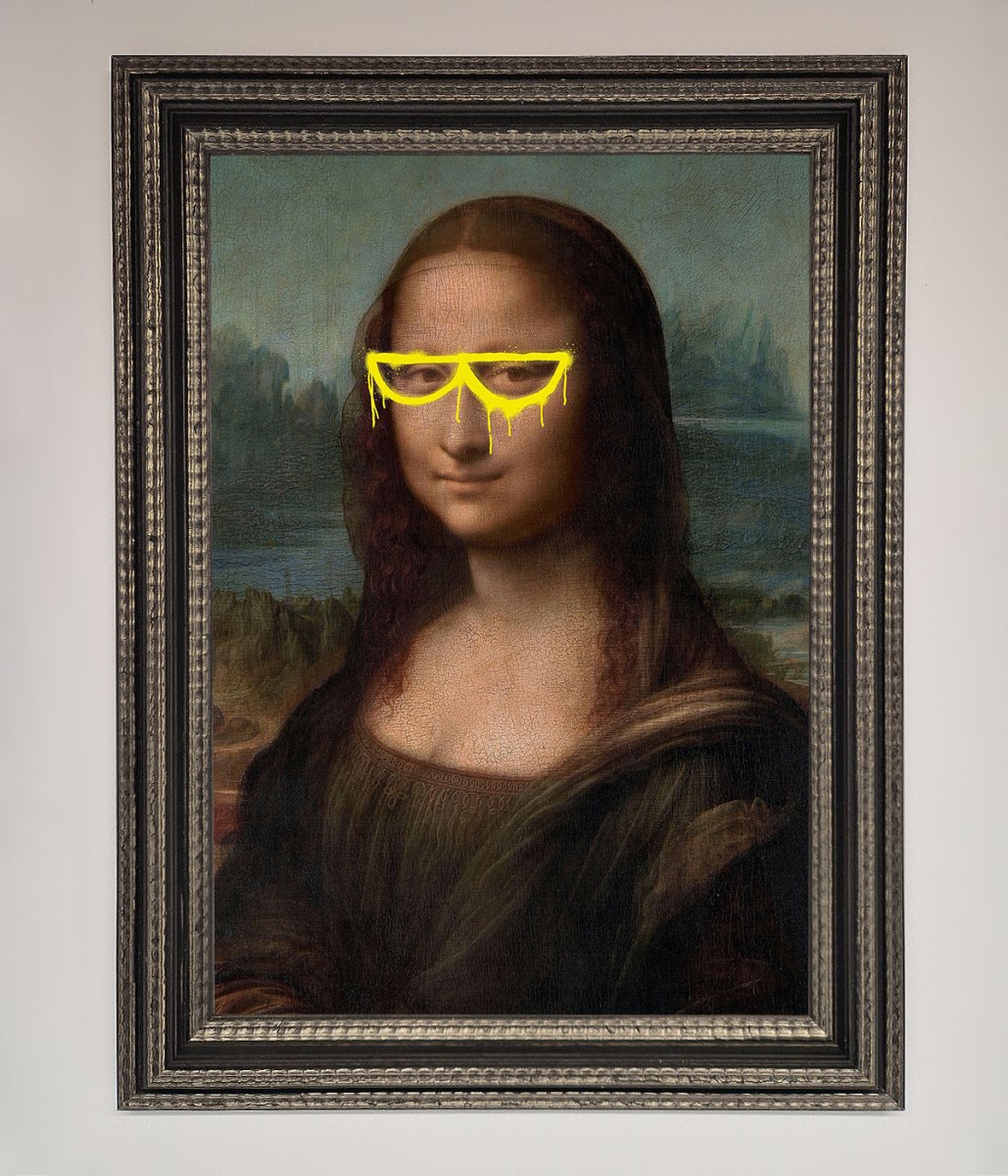 Mona Lisa Glasses Framed Print-17