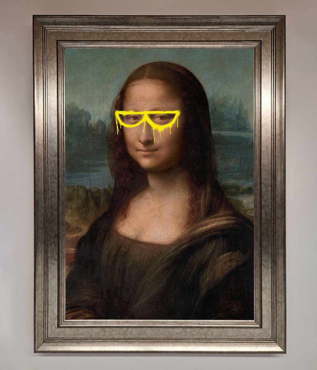 Mona Lisa Glasses Framed Print-5