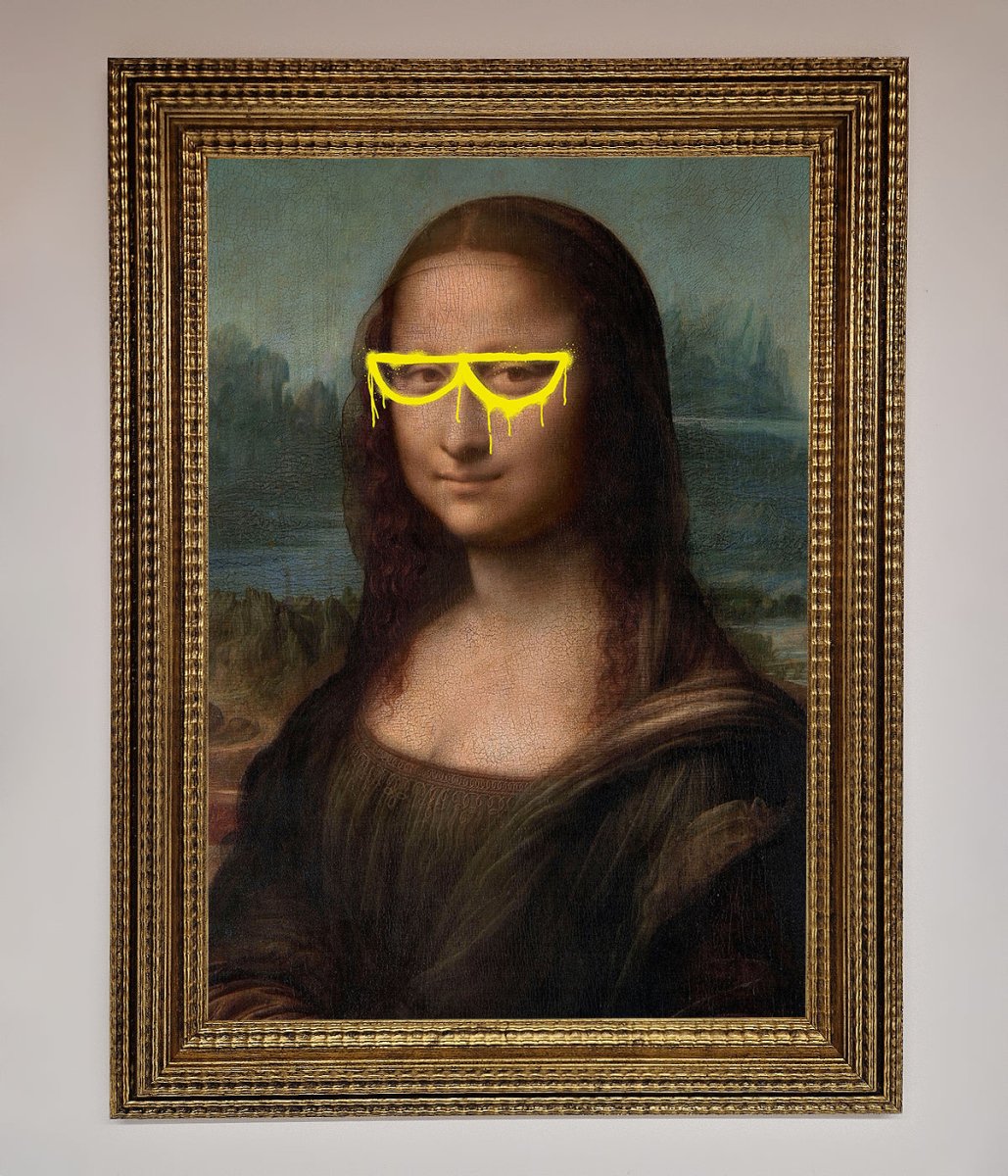 Mona Lisa Glasses Framed Print-16