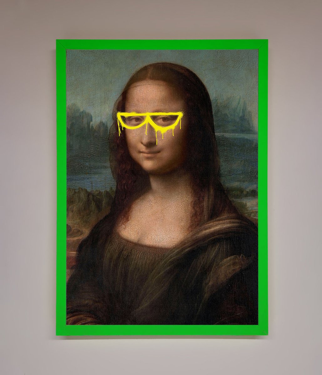 Mona Lisa Glasses Framed Print-12