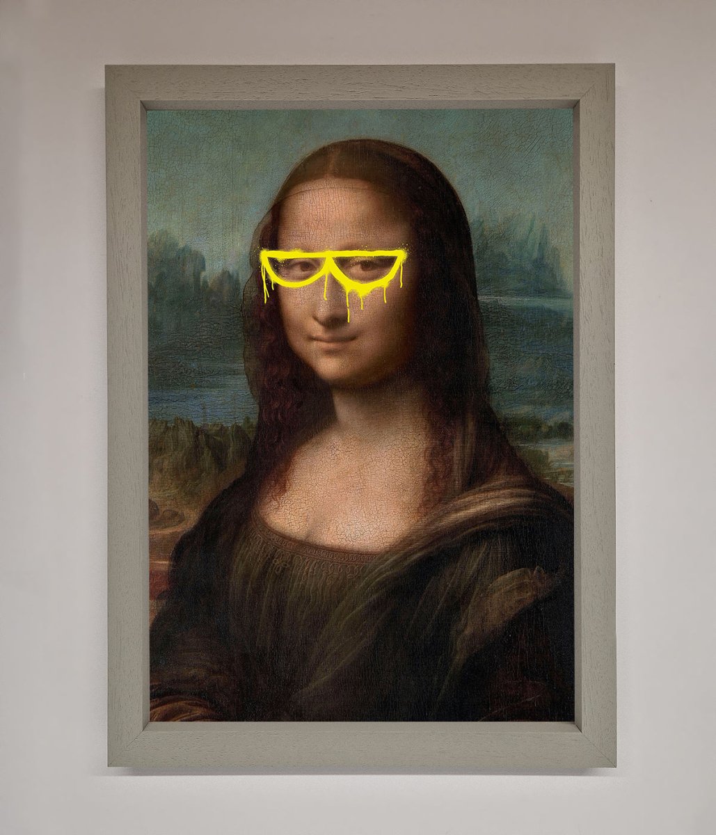 Mona Lisa Glasses Framed Print-3