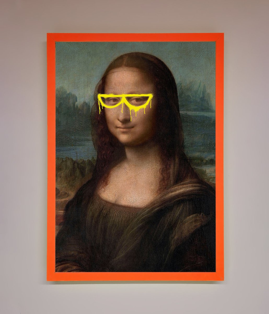 Mona Lisa Glasses Framed Print-11