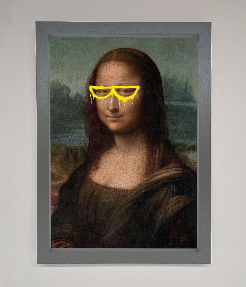 Mona Lisa Glasses Framed Print-4